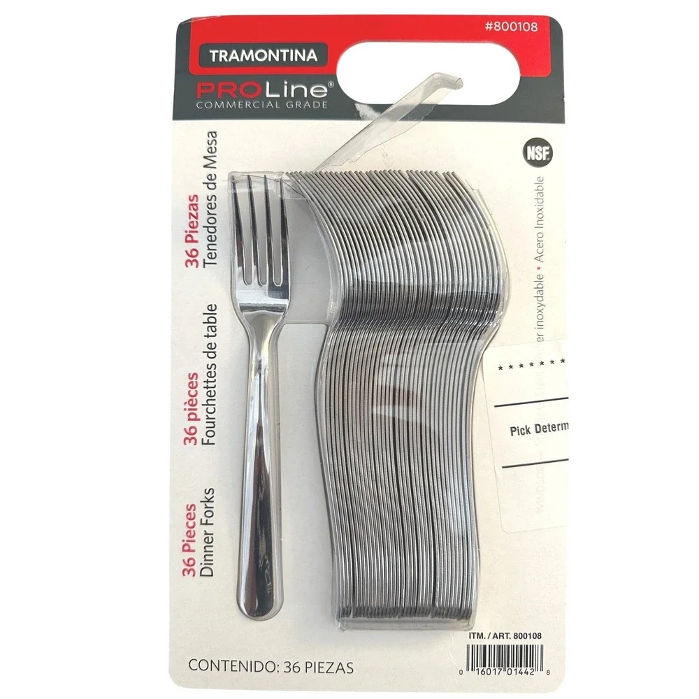 Tramontina‎ Silver Stainless Steel PROLine Dinner Forks 36 Piece Set